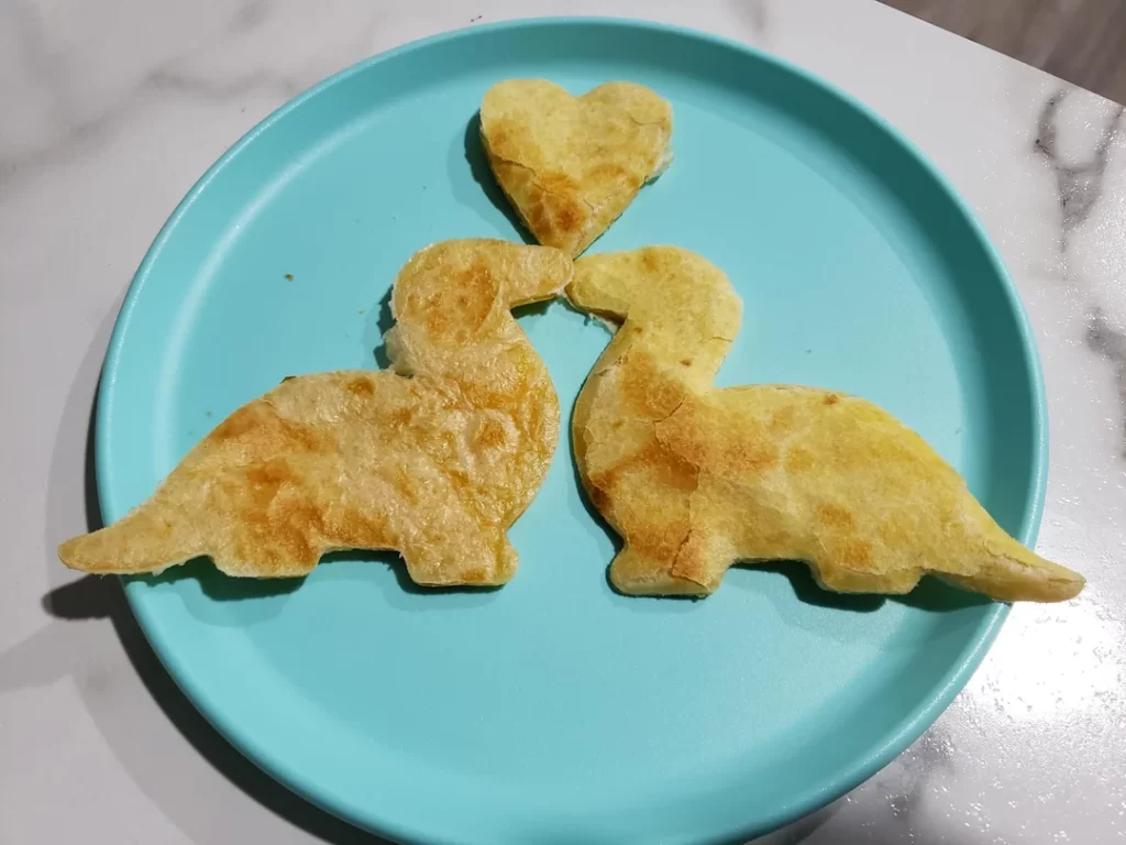 Quesadillas forma dinosaurio freidora de aire